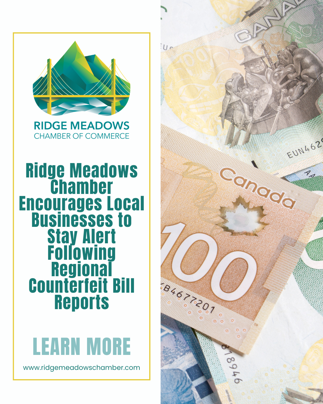 Image for Ridge Meadows Chamber Encourages Local Businesses to Stay Alert Following Regional Counterfeit Bill Reports