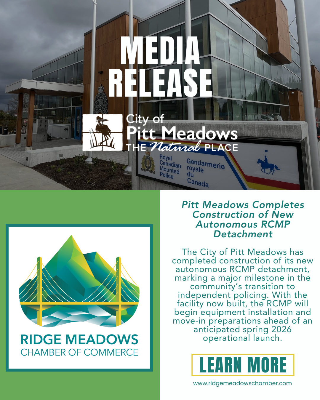Image for Pitt Meadows Completes Construction of New Autonomous RCMP Detachment