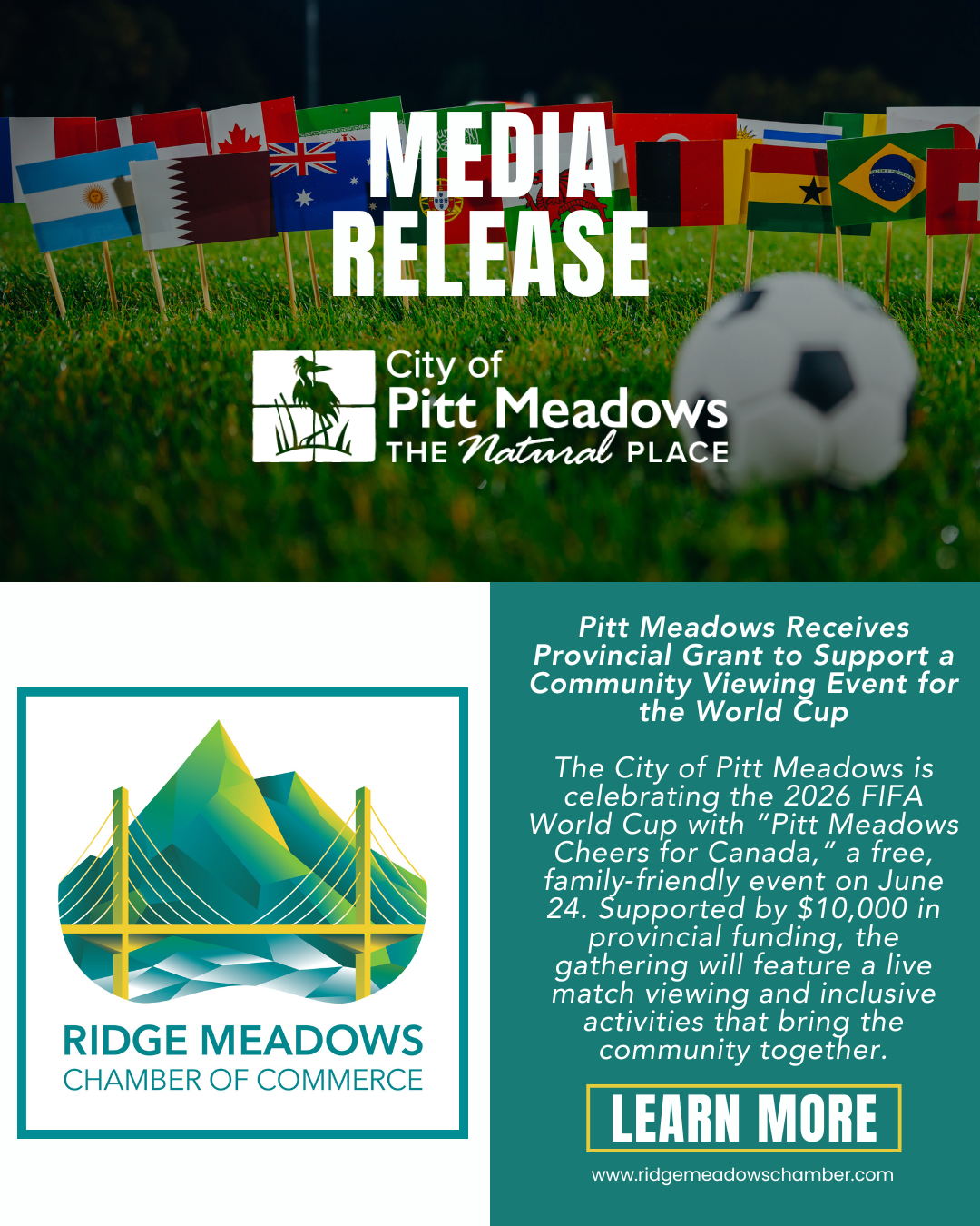 Image for Pitt Meadows Receives Provincial Grant to Support a Community Viewing Event for the World Cup