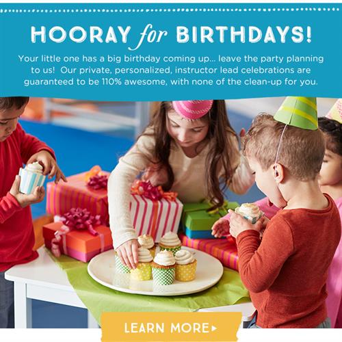 We have birthday parties designed for children celebrating their 1st through 6th birthday.  Best of all, you get the entire site to yourself!