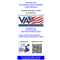 Webinar: Hiring Veterans and Transitioning Service Member, SCDVA presentation