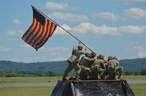 The Living History Detachment stages the Iwo Jima statue at the WWII event in PA