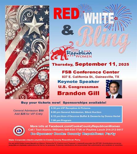 "Red, White & Bling" Fundraiser, Sept. 11, 2025