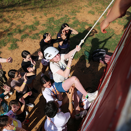 Camper defeating the "I Can" wall