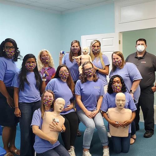 Group AHA CPR class with Bell Life Safety