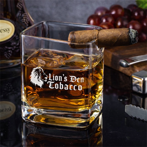 Custom cigar glass featuring precision engraving built for brands that want to stand out in every detail.