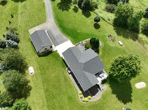 Aerial view of Landmark Pro Moire Black roof in New Glarus.