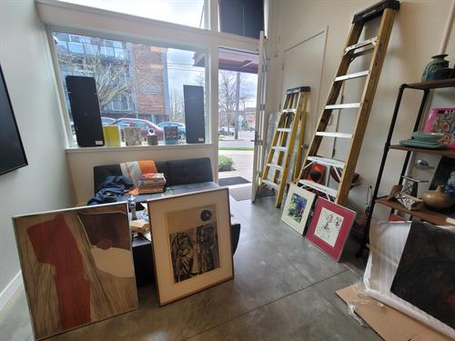 Unloading more amazing modern art works into the new, small but mighty gallery space.