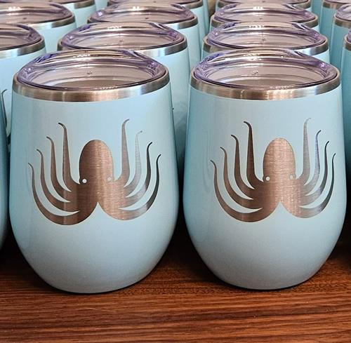 Branded wine tumblers for Marina Mercantile (Des Moines, WA)