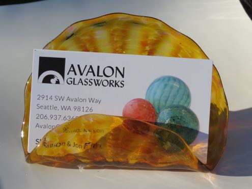 Blown glass business card holder, a gift for colleagues or employees