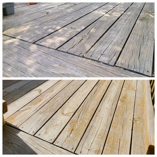 Using the industry standard 2-step wood cleaning/restoring process.