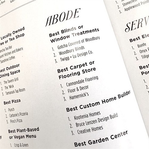 #1 for Window Treatments by readers in Woodury Magazine