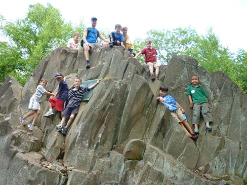 Hiking at Mount Toby - everyone makes it to the top.