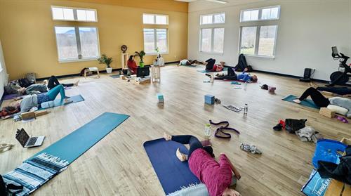 Studio space being used for yoga