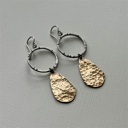 Brass and Sterling Silver dangle earrings