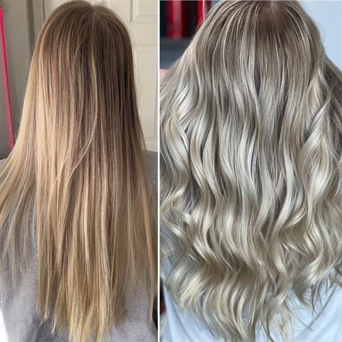 Before and after Full Lived in Blonde Package