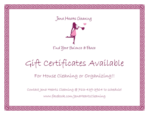 Give the Gift of Balance & Peace!! They'll LOVE it!! Hourly services Gift Certificates available!!
