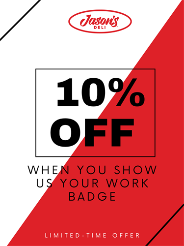 10% OFF WHEN YOU SHOW US YOUR WORK BADGE