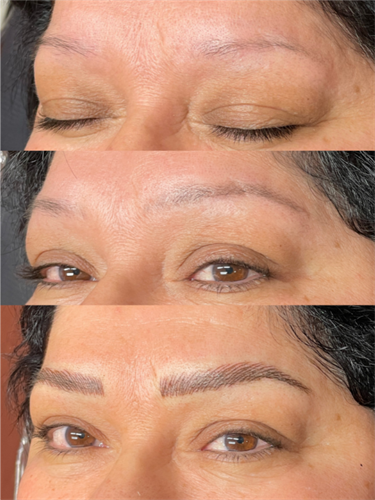 Nano Brows - Before, After 1st Session (Healed), After 2nd Session (Fresh)