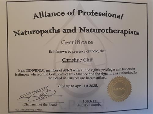 My Naturopath Certificate! :)