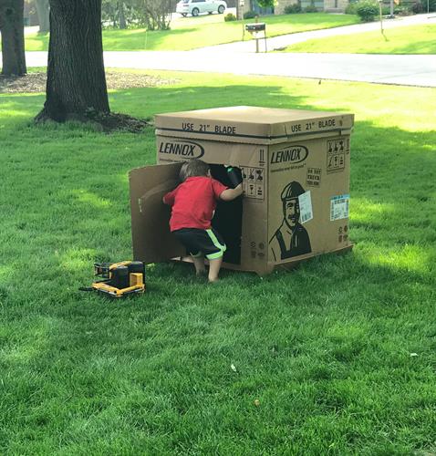 After completing an installation yesterday, our installers took a minute to lend a hand and help the little guys with their new fort.