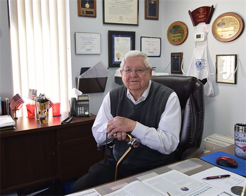 Owner Bob Smith at his desk in Fayetteville, NC