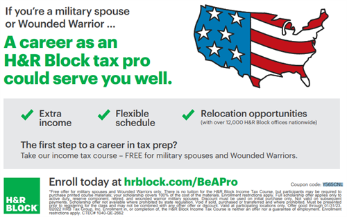 Military Spouse H&R Block Course Flyer
