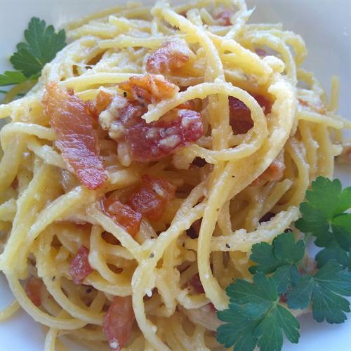 One of our Tuesday pasta specials: Carbonara