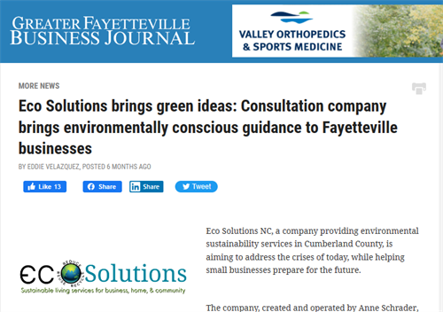 https://bizfayetteville.com/more-news/2022/9/7/eco-solutions-brings-green-ideas-consultation-company-brings-environmentally-conscious-guidance-to-fayetteville-businesses/1182