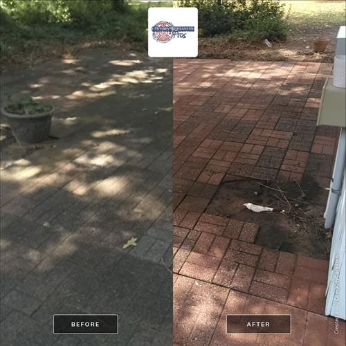 Brick pavers before and after being cleaned by Carolina Pressure Pros
