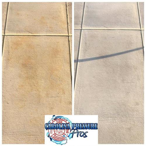 Before and after of concrete cleaning