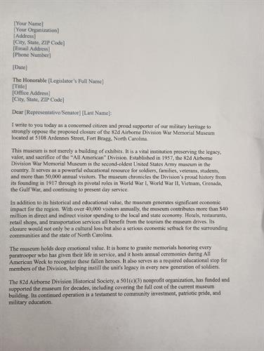 SAMPLE LETTER - OPPOSING THE CLOSURE 1OF3