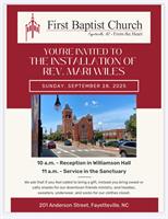 Senior Pastor Installation Service at First Baptist Church on Anderson St.