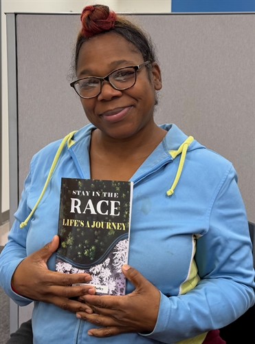 Staying in The Race-Life is a Journey-first book in her new home!!! success! 