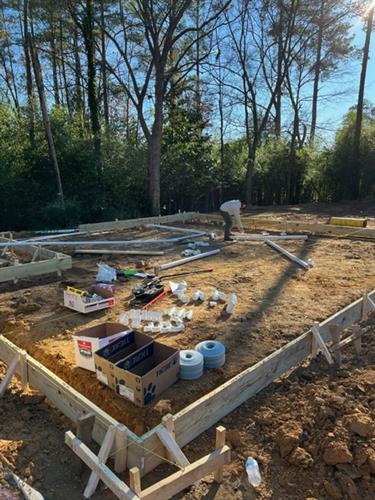 Underground work for new construction slab. 