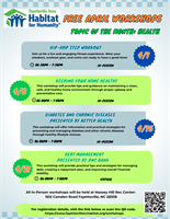 FREE "Health" Workshops Sponsored by Habitat