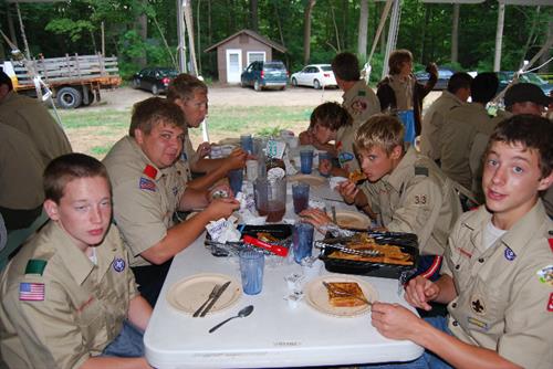 Eating Dinner with Scouts at Camp Roosevelt