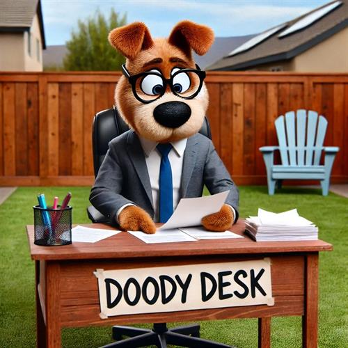 Running a tight ship at the Doody Desk, because clean yards are serious business. Running a tight ship at the Doody Desk, because clean yards are serious business.
