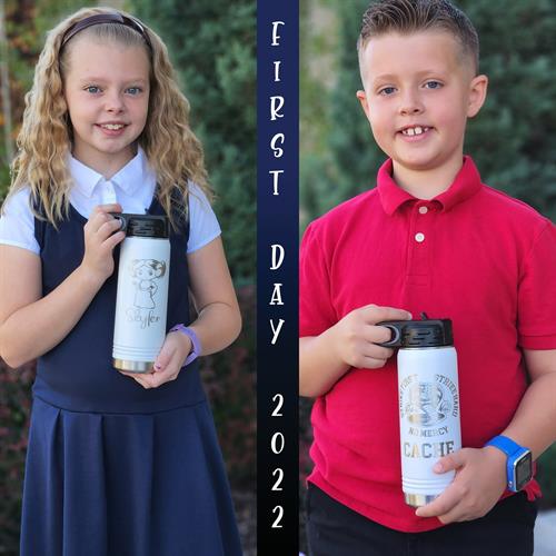 Laser engraved personalized water bottles for the new school year