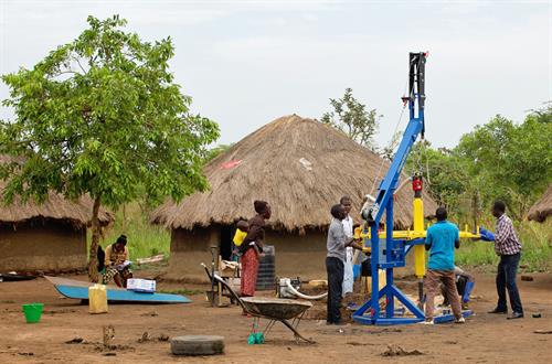 The Village Drill is human powered, portable, and cost effective for borehole drilling