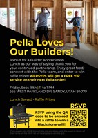 Stop by for Pella Utah's Builder VIP Event!