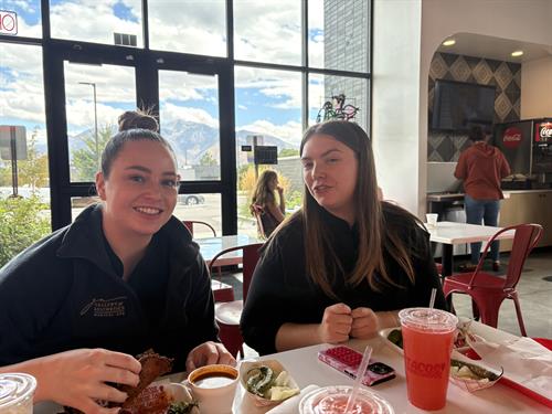 Dr. Ayers having lunch with the staff!