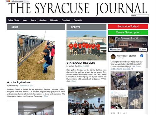 Website the The Syracuse Journal in Syracuse, Kansas