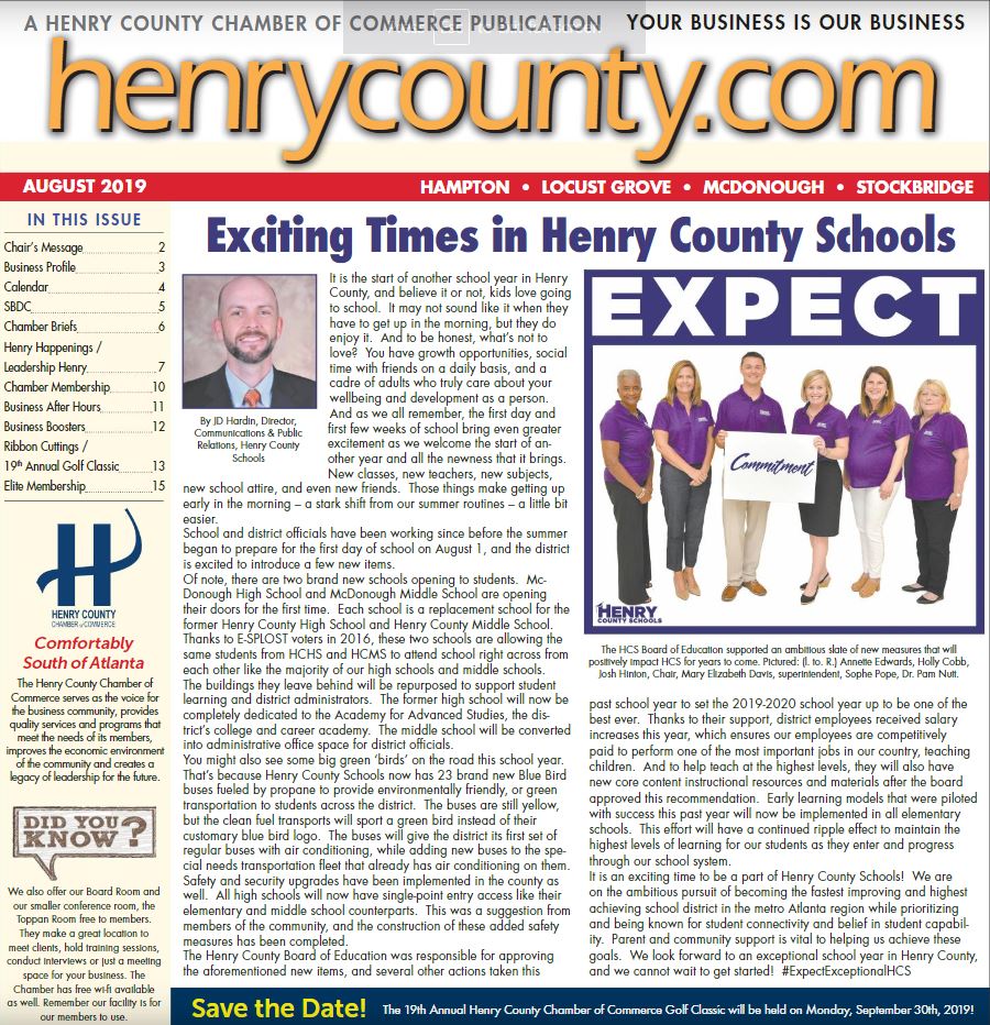 Look for monthly Chamber newsletter inside the Henry Herald
