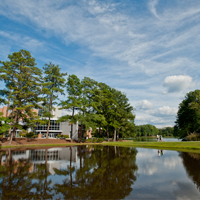 Clayton State University, lake view of James M. Baker University Center  Morrow, GA, USA; Scenic views of Clayton State University main campus