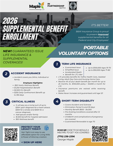 Portable Guaranteed Issue Benefits for Federal and City Employees Only!!