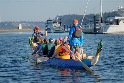 team paddling in magical Gig Harbor, WA team paddling in magical Gig Harbor, WA