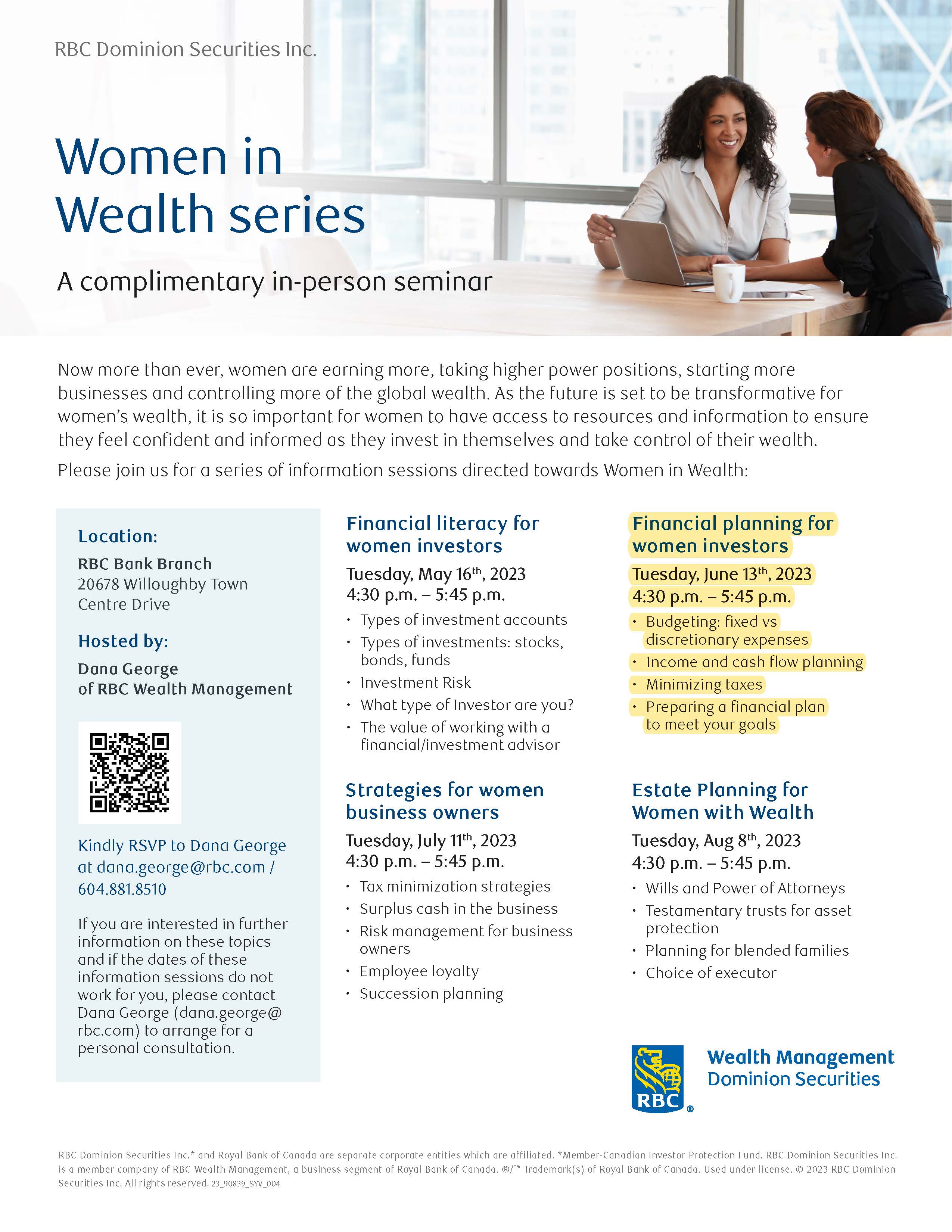 Image for "Women in Wealth Series" Hosted by Dana George, RBC Wealth Management