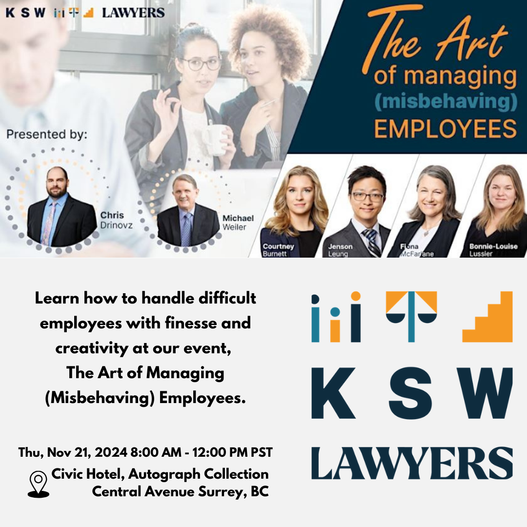 Image for The Art of Managing (Misbehaving) Employees Seminar Hosted by KSW Lawyers