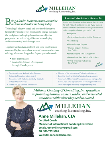 Speaker Flier for Millehan Coaching & Consulting